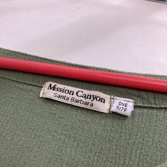 Vintage Mission Canyon Santa Barbara Olive Crinkle Gauze Top One Size Boho - Picture 5 of 9